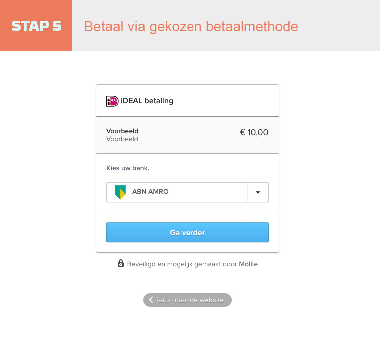 Stap 5 Betaal via gekozen betaalmethode